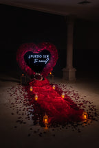 Corazón de flores rojo